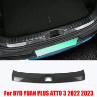 For BYD YUAN PLUS ATTO 3 2022 2023 ABS carbonfiber Built-in Rear Bumper Protector door Sill Trunk Tread Plate Trim Accessories