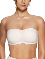 Verie Womens Wireless Strapless Bandeau Bra Push Up Non-Slip Tube Top Bra (Large White)