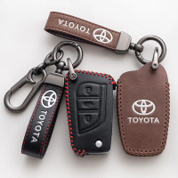 Leather Car Key Case Cover Bag Accessories for Toyota Raize Vios Wigo Fortuner Rush Veloz Land Cruis