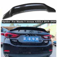 Fits For Mazda 3 Atenza AXELA 2018 2019 2020 High Quality Carbon Fiber Rear Trunk Lip Spoiler Splitter Wing