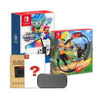 Switch OLED 瑪利歐驚奇同捆機公司貨(內附遊戲)+健身環+貼+包+驚喜遊戲片  送原廠隨機特典x2