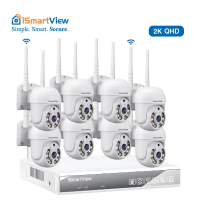 高清2K無線CCTV 8路NVR 8支無線鏡頭PTZ全方位轉動 監控套裝 免拉線自動配對,插電即用    