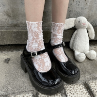 夜間教習室蕾絲花邊中筒襪白色襪子女夏季薄款jk絲襪日系可愛短襪