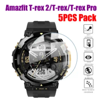 5pcs pack Tempered Glass Protective Film For Xiaomi Amazfit T-rex 2 T Rex pro Glass Smart Watch Screen Protector Protection