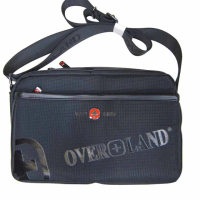 【OverLand】肩側包二層主袋可放平板保護套隨身物品肩背(可斜側背防水尼龍布+皮革)