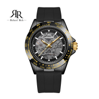 【RICHARD RICH】愛時 RR 海軍上將系列 夜空黑縷空錶盤自動機械氟矽膠腕錶(雙面鏤空機械錶)