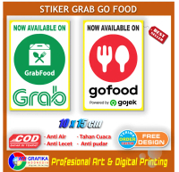 Sticker makanan online dapat dibeli di grab food go food sticker identitas restoran gerobak kedai
