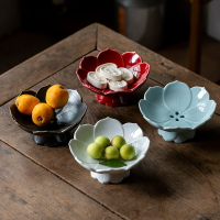 可瀝水陶瓷高足高腳盤干果日式水果碟中式托盤點心茶點盤供佛果盤