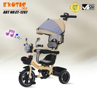 Sepeda Roda Tiga 3 EXOTIC ET 1267 1269 Tricycle Stroller Anak Kursi Putar Musik Lampu 1267 (Cream)