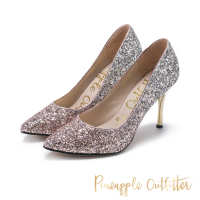 【Pineapple Outfitter】GLITTER 奢華漸層水鑽尖頭高跟鞋(銀粉色)