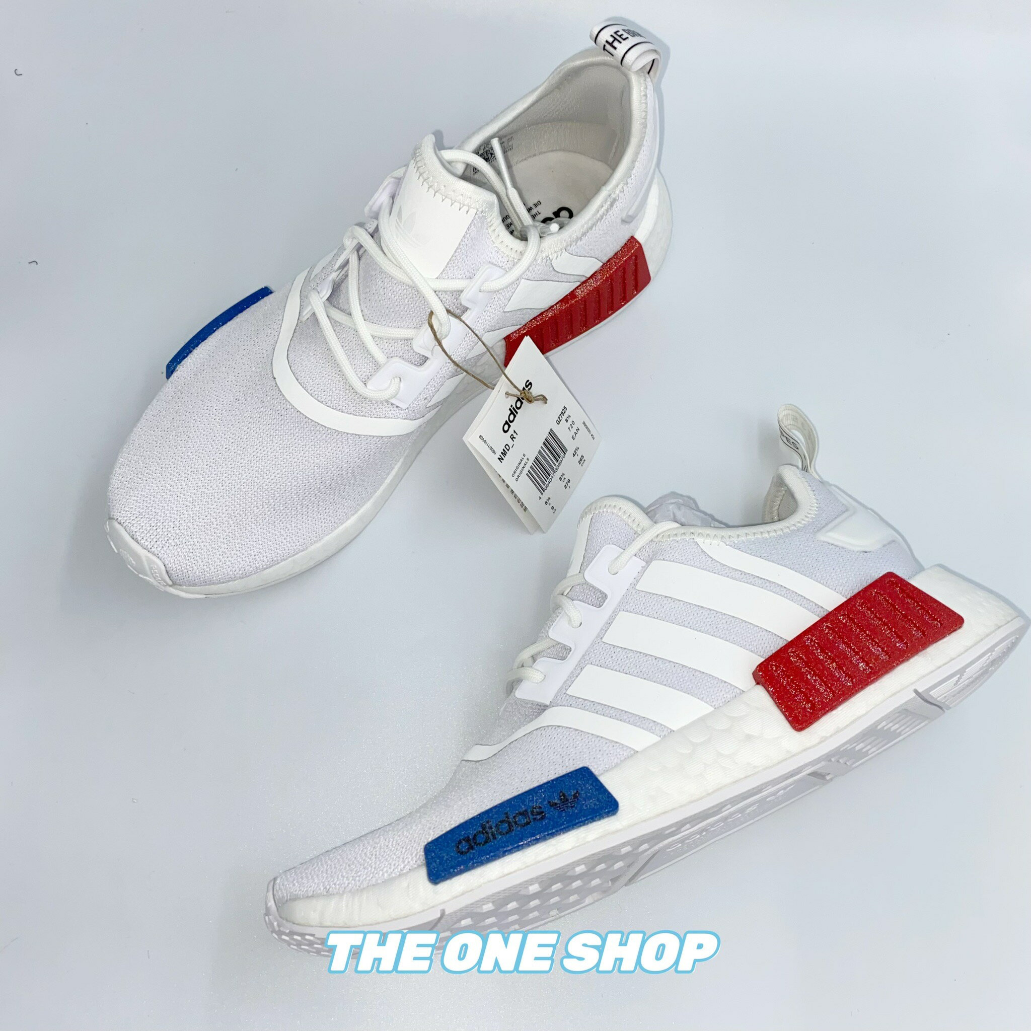 Adidas nmd r1 white blue red top