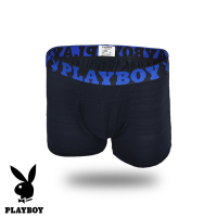 【PLAYBOY】藍色織帶涼感透氣緞彩彈性平口褲