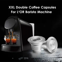 iCafilas Stainless Steel XXL Double For LOR Coffee Capsule Pods Refillable Reusable Filters For L'OR BARISTA LM8012 Machine