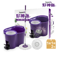 好神拖 輕巧腳踩旋轉拖把組(1拖+1桶+2布)