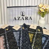 ( POUCH ) Hijab Segiempat Motif Azara Bahan Voal Laser Cut