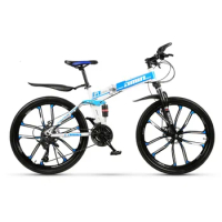 21/24/27/30 Variable Speed Mountain Bike 24 And 26 Inch Folding Double Damping Disc Brakes 10 Blade Wheel Mountain Bicycle
