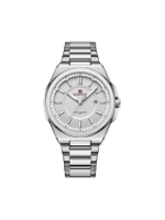 นาฬิกาข้อมือผู้ชาย NF9212 A สายสแตนเลส 43mm สีเงิน หน้าปัดขาว