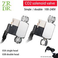 fish tank low temperature CO2 fish tank solenoid valve, input AC110-240V output DC12V, used for fish tank CO2 adjustment system