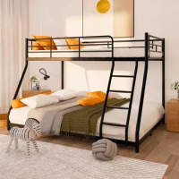 Twin Over Full Bunk Bed Metal Bunk Bed with Comfortable Rungs, Duty Bunk Bed Frame with Security Guardrail and Ladders,Beds