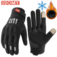 Suomy Winter Motorcycle Gloves Warm Motocross Cycling Ski Gloves Unisex Waterproof Moto Motorbike Thermal Glove Reflective Black