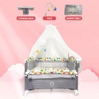 With Rocker Foldable 4in1 Baby Co Sleeper Crib and Playpen with Mosquito Net Diaper Changing Station and Baby Crib Organizer Baby Rocker and Crib Baby Crib
