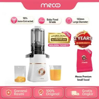 Mecoo Slow Juicer Aesthetic Extra Big Mouth Easy Juice Easy Clean 100 Low Watt BPA Free Milky White