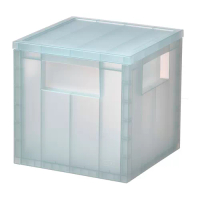 PANSARTAX 附蓋收納盒, 透明 灰藍色, 16.5x16.5x16.5 公分