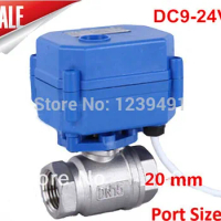 Motorized Ball Valve 3/4" DN20 DC9-24V 2 way Stainless Steel 304 Electric Ball Valve ,CR04 Wire