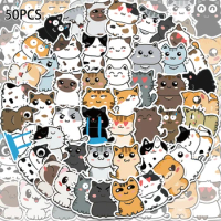 50PCS Cute Expression Kitten Cat Stickers Funny Waterproof Decoration Book Phone Case Water Cup Luggage Guitar DIY Decal