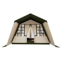 Outdoor Family Waterproof Camping Cabin Tent Family House Canvas Tent Thickened Room Type Villa Camping Tent Factor Price