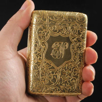 Retro Cigarette Box Pure Copper Cigarette Case Hand-carved Peaky Blinders Flick 14 Cigarettes Holder Portable Smoking Tools Gold