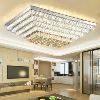 Rectangle Crystal Ceiling Lights Fixture LED American Modern Shining Ceiling Lamp Luxurious European Hanging Lamp 118cm*78cm