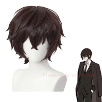 Anime Bungo Stray Dogs Cosplay Dazai Osamu Wig Heat Resistant Synthetic Short Brown Black Halloween Party Cosplay Wigs