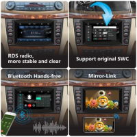 Car Radio with Wireless Carplay Android Auto for Mercedes Benz E-Class W211 CLS-Class W219 with 7" IPS DAB+ AHD Rear View Camera