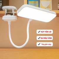 Giao hàng nhanh Đèn học kẹp bàn tích điện ánh sáng trắng, vàng và trung tính điều chỉnh độ sáng tiệ