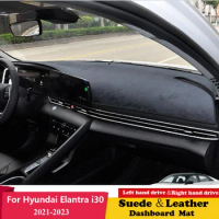 For Hyundai Elantra Avante i30 Sedan CN7 2021 2022 2023 Suede Leather Dashmat Dashboard Cover Pad Dash Mat Auto Car Accessories