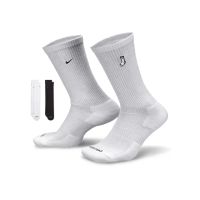 【NIKE 耐吉】Everyday Plus 黑白色 兩入組 中筒 刺繡 運動 襪子 FB5709-901