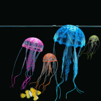 1pc Fish Tank Decoration Glowing Artificial Vivid Jellyfish Aquarium Decor Ornament Silicone Simulated Jellyfish