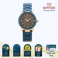 Mirage Jam Tangan Wanita Analog 8894 L Navy Rose Gold Original Stainless Plat Biru