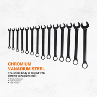 8PCS/14PCS 8-24mm Set Kunci Pas Kombinasi Hitam Chrome Vanadium Alat CRV Tahan Lasak Set 6-titik 12-