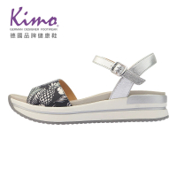 【Kimo】樹葉紋羊皮繫帶涼鞋 女鞋(黑 KBASF153073)