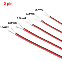 10 Meters 2 Pin 18/20/22/24/26 Gauge AWG Electrical Wire Tinned Copper Insulated PVC Extension LED Strip Cable Red Black Wire