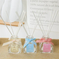 50ml Mini Fireless Aroma Diffuser with Sticks, Home Oil Scent Diffuser for Bedroom, Office, Hotel, Bathroom Glass Reed Diffuser