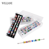 Transparent Acrylic Storage Collection Box Trollbeads Dangle Charm Beads Rod Tray Pendant Pandora Snake Chain Bracelet Container