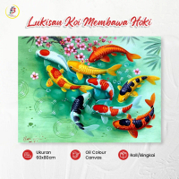 Lukisan ikan Koi Bunga Sakura Berkualitas