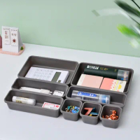 8pcs/set Drawer Storage Box Desk Stationery Organizers Makeup Sundries Divided Trays Free Combination Jewellery Cosmetics Holder