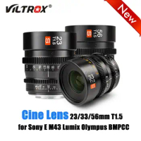 Viltrox 23mm 33mm 56mm T1.5 Cine Lens Manual Focus Prime Filmmaking Vlogger for Sony E MTF M43 Mount Lumix Olympus BMPCC Camera
