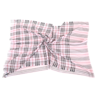 BURBERRY 經典格紋/條紋羊毛絲綢披肩 圍巾(粉色)