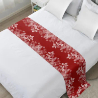 Christmas White Pine Needle Leaves Bed Runner Luxury Hotel Bed Tail Scarf Decorative Cloth Home Bed Flag Table Runner