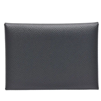 【Hermes 愛馬仕】經典calvi duo EPSON牛皮折疊暗釦名片/零錢包(黑色H083035CK-BLACK)